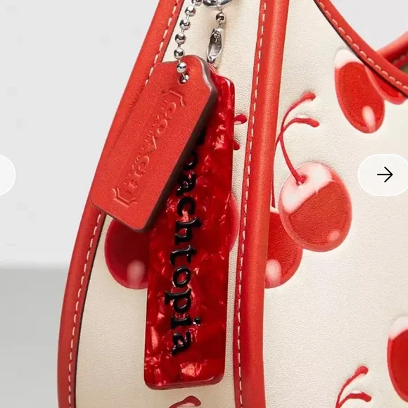New Coach Ergo Bag In Coachtopia Leather With Cherry - Picture 5 of 9